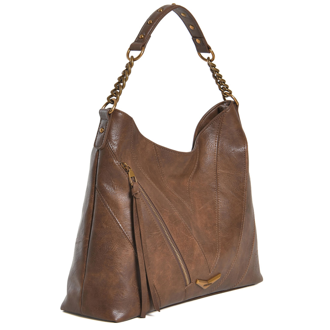 Bolsa Via Marte Hobo Marrom Matelassê vista frontal para dicas de uso